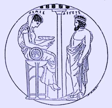 Representação Gráfica da figura de Têmis e o Oráculo de Delphos